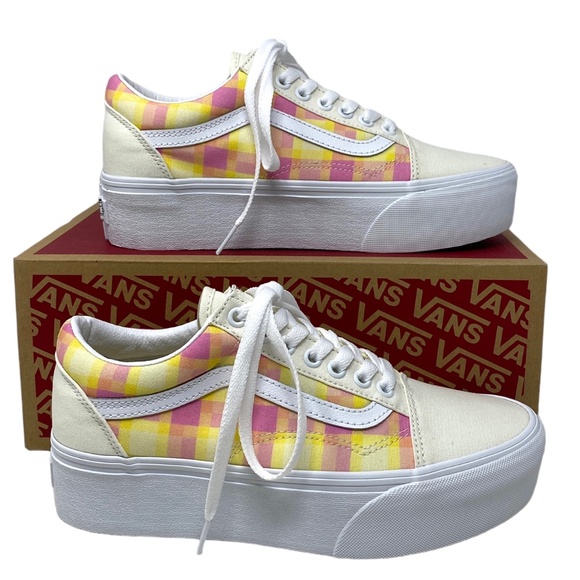 VANS Old Skool Platform Shoes Plaid Multi Sneakers Canvas Women Size VN0A7Q5MGBX - Picture 2 of 11